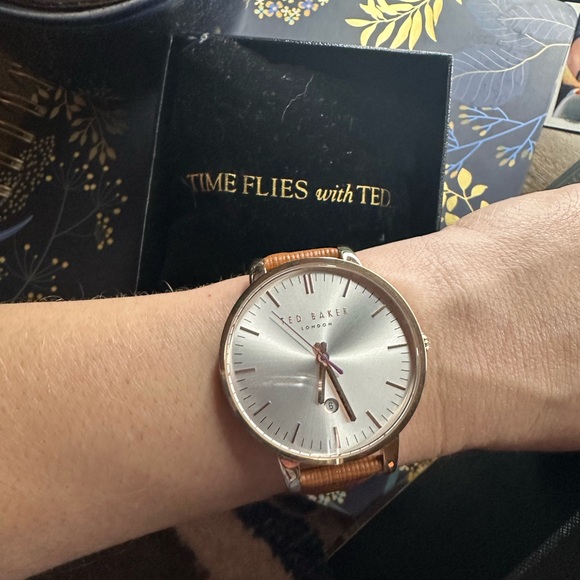 NEW with Tags! Ted Baker London Watch Brown Leather Rose Gold Date Display - Picture 8 of 16